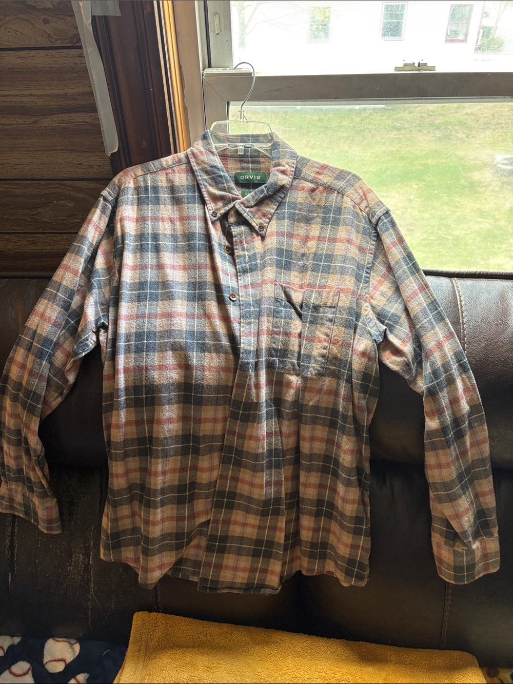 Orvis Plaid Button-Down Shirt in Blue and Tan
